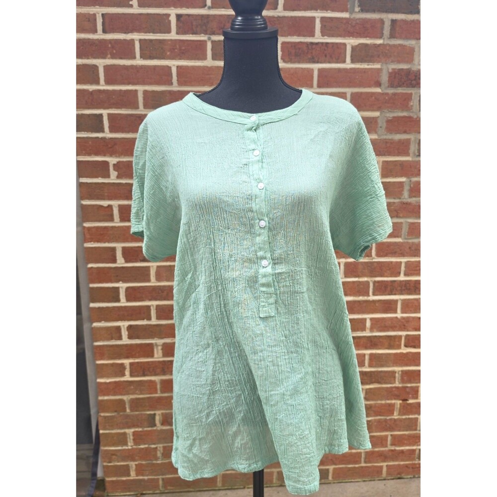 NWOT Stillwater Supply Co. women’s crepe popover top in green, size Large